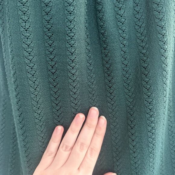 LOFT Hunter Green Eyelet Knit Top | Lined | On/Off Shoulder | Size M - Picture 6 of 8